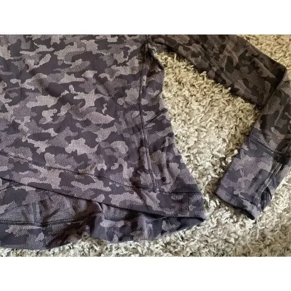 Lululemon Close to Crossing seamless gray Camo Jacquard long sleeve SHIRT TOP sz - Picture 3 of 7